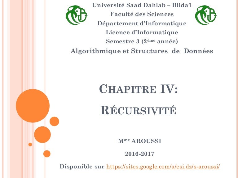 De La Récurrence à La Récursivité Grand Oral