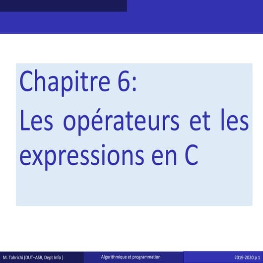 Chapitre 6 - Les opérateurs et les expressions en C.pdf