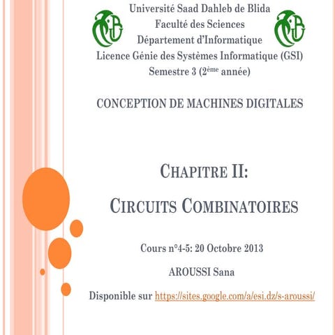 Chapitre ii circuits combinatoires