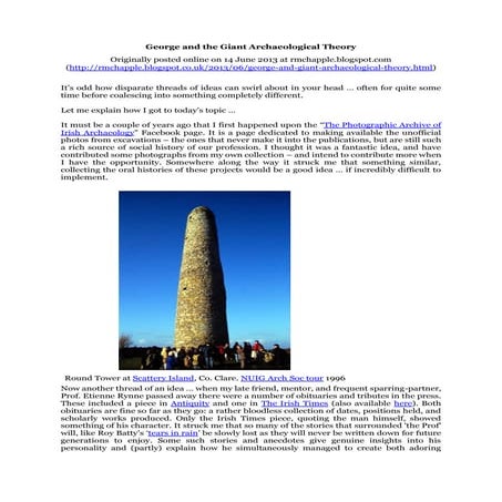 Chapple, R. M. 2013 George and the giant archaeological theory. Blogspot post
