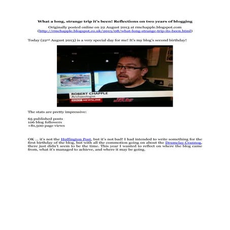 Chapple, R. M. 2013 What a long, strange trip it’s been! Reflections on two y...