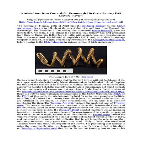 Chapple, R. M. 2014 A twisted torc from Corrard, Co. Fermanagh - Dr Greer Ram...