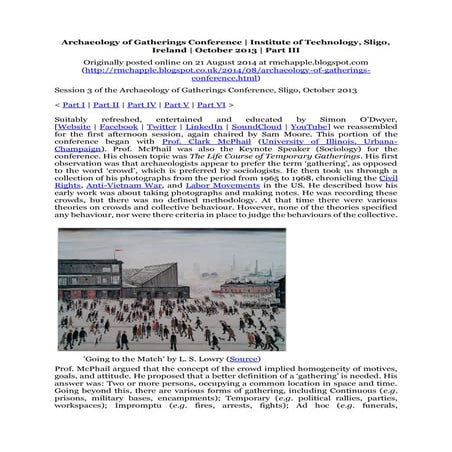 Chapple, R. M. 2014 Archaeology of Gatherings Conference. Institute of Techno...