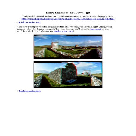 Chapple, R. M. 2014 Derry Churches, Co. Down. 3D. Blogspot post