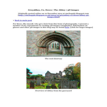 Chapple, R. M. 2014 Greyabbey, Co. Down. The Abbey. 3D images. Blogspot post