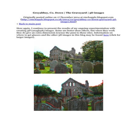 Chapple, R. M. 2014 Greyabbey, Co. Down. The Graveyard. 3D images. Blogspot post