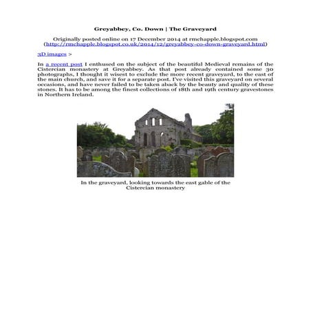 Chapple, r. m. 2014 greyabbey, co. down. the graveyard. blogspot postChapple,...