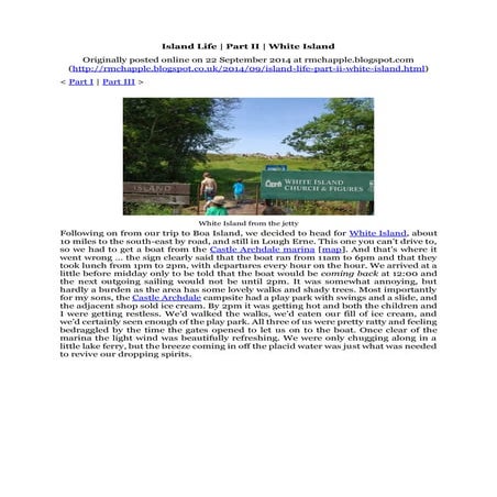 Chapple, R. M. 2014 Island Life. Part II. White Island. Blogspot post