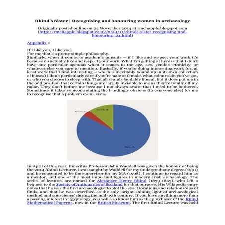 Chapple, R. M. 2014 Rhind’s Sister. Recognising and honouring women in archae...