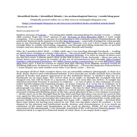 Chapple, R. M. 2014 Stratified Desks - Stratified Minds - An archaeological S...
