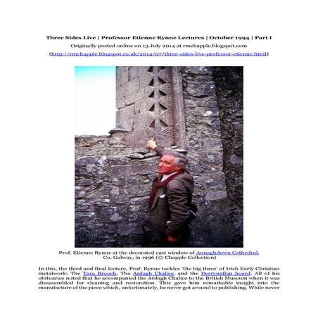 Chapple, R. M. 2014 Three Sides Live - Professor Etienne Rynne Lectures - Oct...