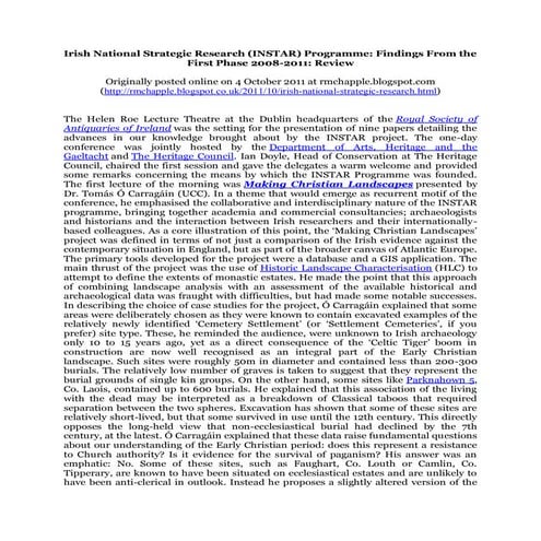 Irish National Strategic Research (INSTAR) programme  findings from the first...