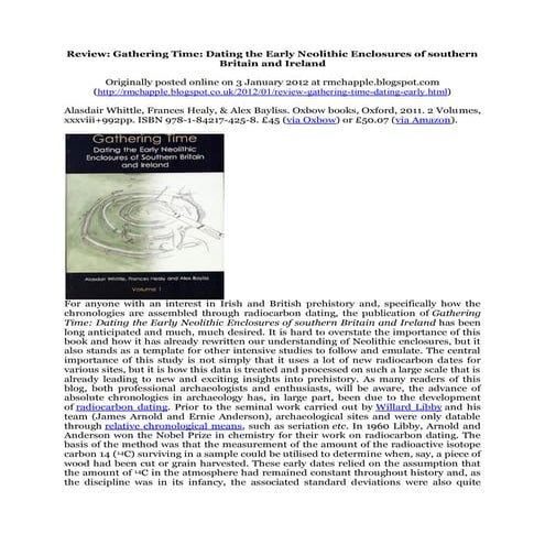 Review: Gathering Time: Dating the Early Neolithic Enclosures of southern Bri...