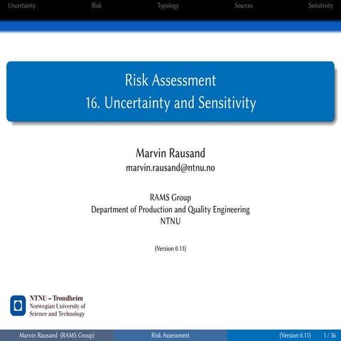 Risk Assessment -Uncertainty and Sensitivity | PDF