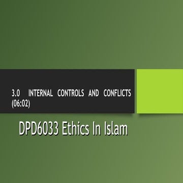 Chapt 3 - Internal Controls and Conflicts