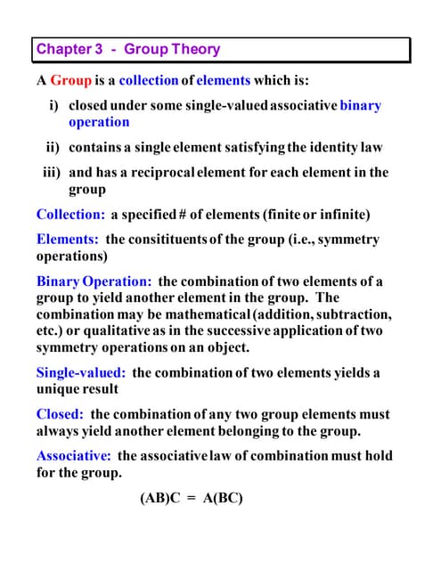 Chemistry-Fundamentals of group theory | PPT