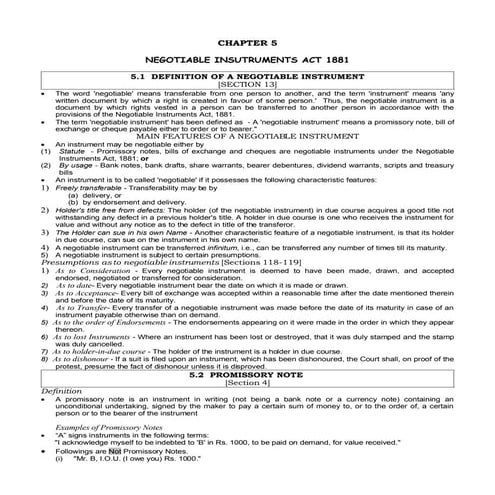 Chapter 05   Negotiable Instruments Act 1881
