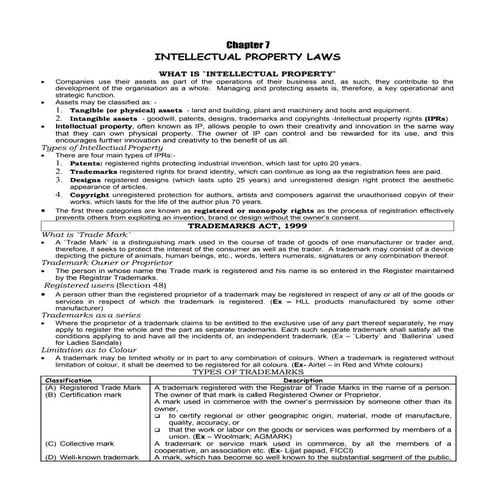 Intellectual property rights ( Trademark ) | PPTX