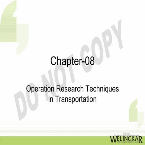 Operation Research Technique in Transportation