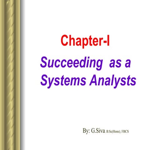 Succeeding  as a Systems Analysts