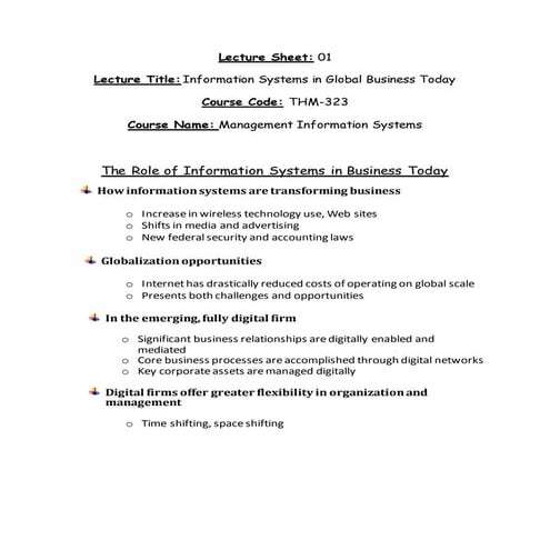 Chapter 1-information systems in global business today