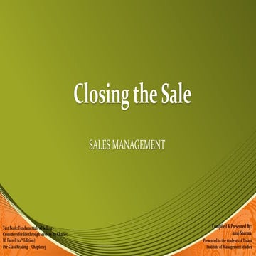 Closing the Sale