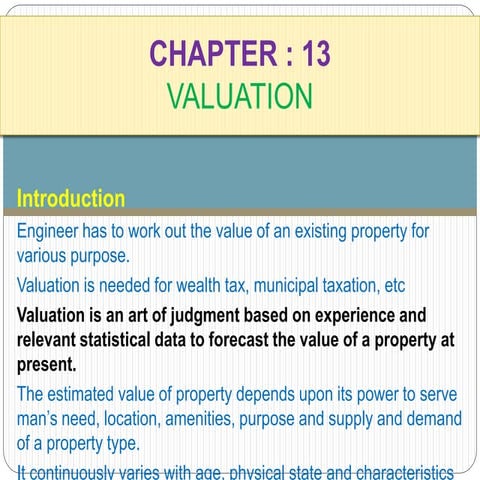 Chapter 13 ( valuation)