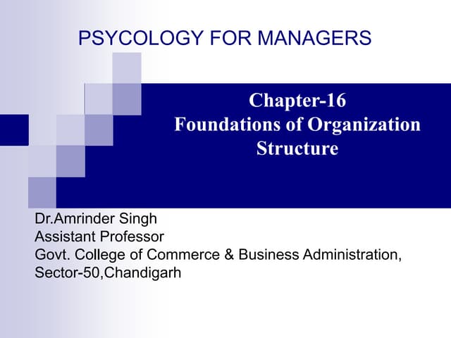 Foundations of Organization Structure, Chapter 16-Organizational Behavior