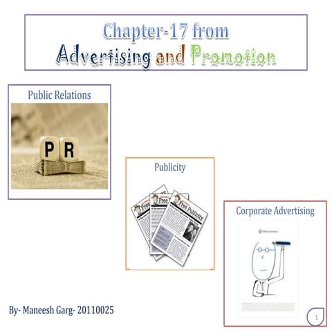 Public Relations, Publicity and Corporate Advertising explained through examples