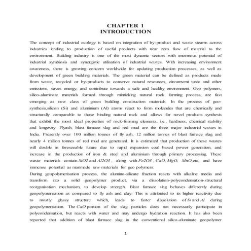 Chapter of GEOPOLYMERIC BUILDING MATERIALS BY SYNERGIC UTILISATION OF INDUSTR...