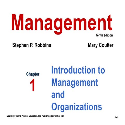 chapter-1management Introduction to management from Stephen P. Robbins