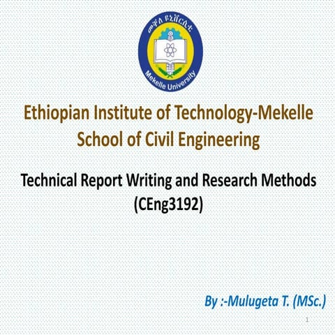 Chapter-1 Introduction to Technical Report writing and Research Methods