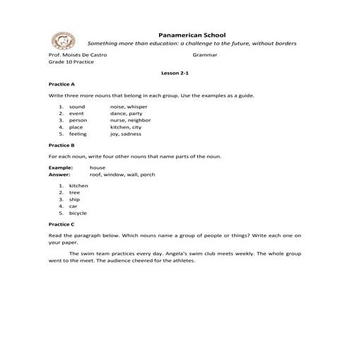 Chapter 2    Using  Nouns In  Sentences