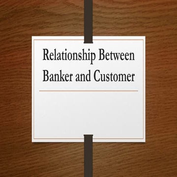 Relationship Between Banker and Customer