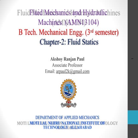 fluid statics by Akshoy Ranjan Paul Mechanical engineering