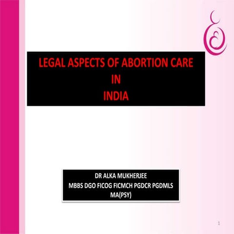 Legal aspects of abortion care By DR ALKA MUKHERJEE NAGPUR M.S. INDIA ...