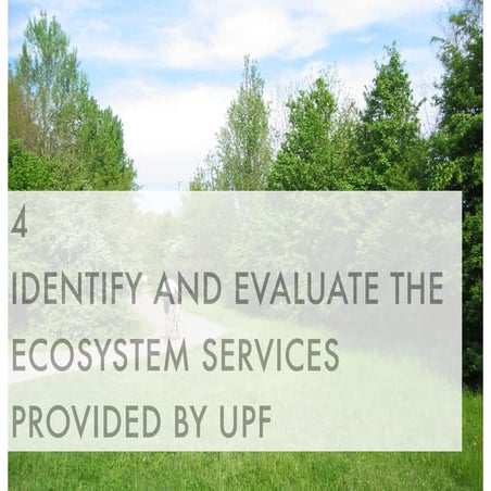 Identify and evaluate the ecosystem services provided by UPF - chapter 4