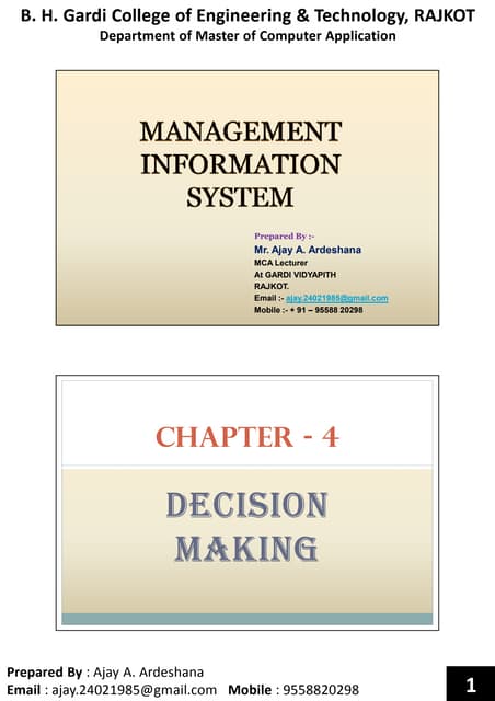 Chapter 4 decision making | PDF | Business | Business and Finance
