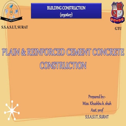 Chapter 5 plain and reinforced cement concrete construction