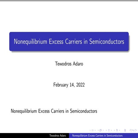 Nonequilibrium Excess Carriers in Semiconductors