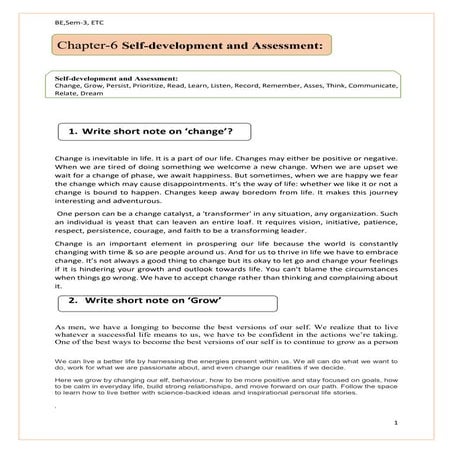 Chapter 6 SELF DEVELOPMENT AND ASSESSMENT ETC | PDF