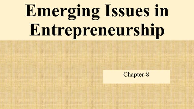  Emerging issues.....