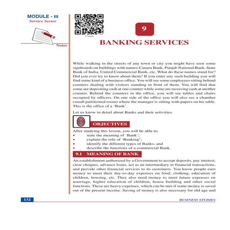 BANKING SERVICES 10 STD NIOS BOARD CHAPTER 09