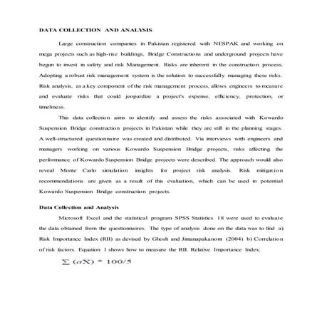 Risk Evaluation of a construction project of NESPAK in PAKISTAN | DOCX