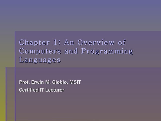 Overview of Programming Languages | PPT