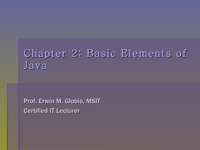 Basic Elements of Java