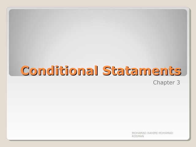 Chapter 03   conditional statements