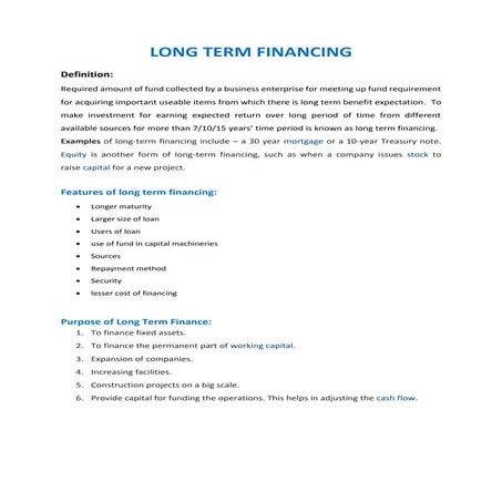 Long Term Financing 