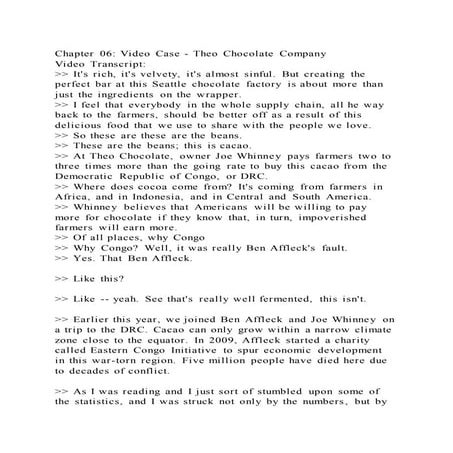 Chapter 06 Video Case - Theo Chocolate CompanyVideo Transcript