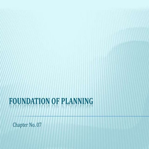 Basics of Planning
